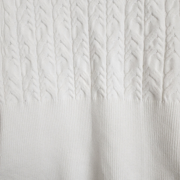 Ellen Tracy White Ivory Cable Knit Mock Neck Sweater Vest L - Picture 3 of 8
